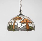 Vintage Mushroom Stained Glass Pendant Light Tiffany Style Ceiling Lamp Fixture