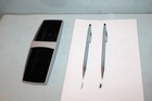 Vintage Silver Tone Cross Chrome Ball Pen   Mechanical Pencil Set With Box