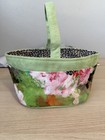 Atenti Green Floral Craft Tote Bag  Multicolor Leopard Print Lining