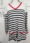 Ep Pro Golf Sz Xl Top White Black Red Striped 3 4 Sleeve Tunic Stretch Euc 