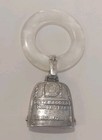 Sterling Silver Teething Ring Baby Birth Record Bell Rattle  1950s Vintage 