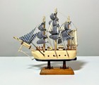 Vintage Wooden Model Ship-clipper Xix Siecle  Cloth Sail Boat--6  Tall