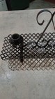 Mid Century Mod Black Clover Punch Mesh Metal Candle Holder 15  Retro Homco