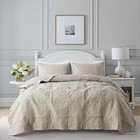 Damask Quilt Size Bedding Sets With 2 Pillow Shams  Boho Bedspread King Beige