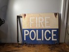 Vintage Police Fire Double Sided Metal Sign Police Officer Firefighter Man Cave