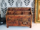 Victorian Bamboo Dark Spotted Desk Organizer Vtg Htf