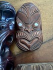 Rare 7 Piece Vintage Paua Eyes New Zealand Intricately Carved Tiki Figurine Lot