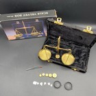 Vintage Black Velvet Box With Brass Balance Scales And Weights Travel W  Box