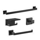 Bathroom Hardware Set Towel Rack Wall Mounted Matte Black Toilet Paper Holder 