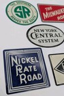 Vintage 1950   s Post Cereal Premium Railroad Mini Tin Signs Nickel Reading Lot 6x