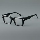 Retro Thick Black Square Acetate Eyeglasses Frame Clear Lens For Men Women