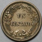 1863 Peru Un 1 Centavo Xf Radiant Sun Coin  24092801r 