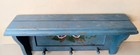    vtg Tole Painted Wood Shelf Blue Distressed Floral Folk Art Peg Rack Farmhouse