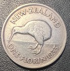 1933 New Zealand One Florin King George V  500 Silver Coin