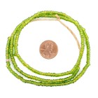 Vintage Lime Green Seed Beads 3mm Ghana African Glass 26 Inch Strand Handmade