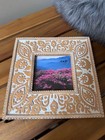 Opalhouse 4x4 Trellis Motif Picture Frame Natural Wood Tone Carved Boho
