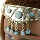 Silverplated Turquoise Stone Crown Tribal Wedding Headpiece Belly Dance 619m2