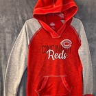 Cincinnati Reds Mlb Baseball Lightweight Hoodie Sz Large Raglan Red Gray Logo
