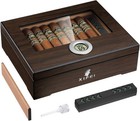 Glass Top Desktop Wood Cigar Humidor Box Storage Case With Hygrometer humidifier