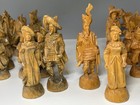 Vintage Hand Carved Wood Historical Chess Set Conquistadors Vs Native Figures