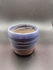 Art Pottery  Cup  Trinket Dish  Glaze  Unsigned Earthware Purple  Blue
