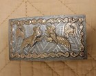 Vintage Mexican 14k And  Sterling Silver Belt Buckle  