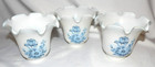 Set Of 3 Ruffled Glass White Blue Floral Votive Lamp Light Shades 4 5  2  Fitter