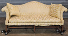 Kittinger Williamsburg Mahogany Chippendale Sofa Yellow Silk Schumacher Fabric