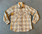 Vtg Sears Men s Tan Plaid Wool Blend Button Up Shirt - Size Medium