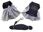 Doggie Design Black Velvet Snowflake Dog Dress With Gray Skirt  Bow   Leash New