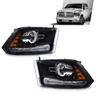 Oe Style Projector Headlights Black Housing Led Drl Set For Dodge Ram 2013-2018