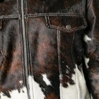 Men   s Hair-on Skin Cowhide Leather Jacket Western Vintage Trucker Rodeo Cowboy
