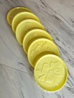 Vintage Yellow Plastic Coasters With Flower Set Of 6 Mcm Retro Flowers Daisy 