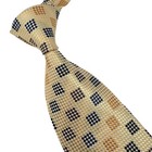 New Classic Plaid Gold Black Brown Jacquard Woven 100  Silk Men s Tie Necktie