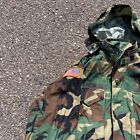 Us Army Military Woodland Camo Cold Weather Field L Coat Jacket L Liner Men Vtg