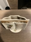 Vintage Porcelain The Lords Prayer Open Book  Vase Flowers Planter