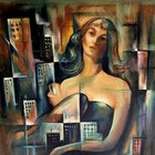 Roy M  Steinberg 1964 Mid-century Modernist Nyc Cityscape Oil Painting Signed