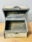 Vintage Jewelry Casket Trinket Box Wood wicker Hook Latch Beautiful Condition
