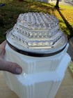 Antique Art Deco Skyscraper Milk Glass Clear Dome Ceiling Light Shade Beautiful 