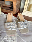 Sam Edelman Silver Metallic Waylon Block Heel Slide Sandals Shoes Sz 6