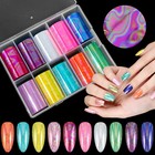 10 Rolls Holographic Nail Foil Transfer 1 6 Inches X 39 4 Inches  Iridescence