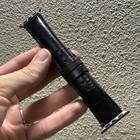 O2 Leather - Brand New Black Leather Apple Watch Band     42mm   44mm   45mm    