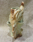 Vtg 40 s Mccoy Pottery Bird Of Paradise Strawberry Jar Planter Cream Brown Green