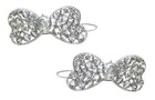 Pair Of Small Bowtie Snap Clip Barrettes For Thin Hair Women Little Girls U1722