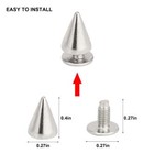 100x Punk Cone Metal Spikes Rivets Studs Screw Back For Clothing Jacket Leather