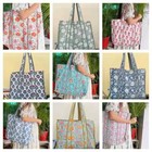 Wholesale Quilted Cotton Printed Bags Reversible Large Tote Bag Grocery Shopping
