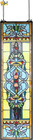 Large 35 Inch Blue Victorian Stained Glass Window Panels Hanging Transom Window