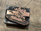 Printing Letterpress Printers Block Antique Copper Wild Kid On Sled  2442 