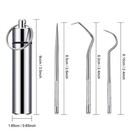 Patelai Portable Titanium Toothpicks Pocket Set Reusable Metal Silver 