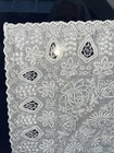 A Framed Antique Handmade Irish Linen Handkerchief With Intricate Embroidery 